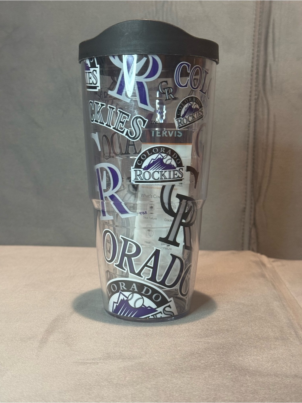 tervis Colorado Rockies Clear Travel Tumbler with Purple and Black Logo Accents